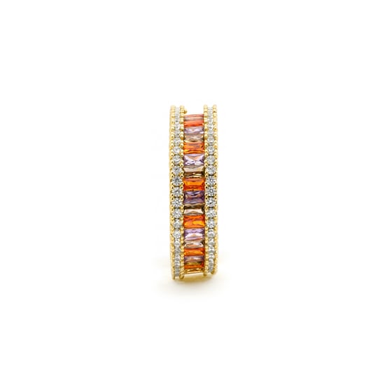 Fáinne Luxenter i gCóimhiotal Miotail agus Zirconia Multicolor críochnaithe in ór buí 18k - Baldlal - Image 3