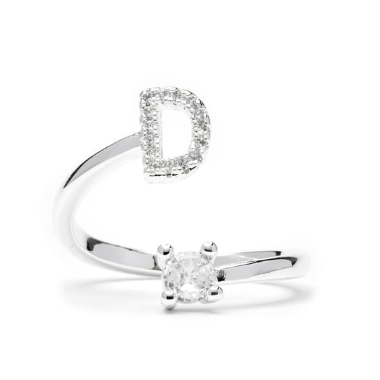 Luxenter Ring met glanzende zirkonia, zilveren afwerking - Alphabet - Image 1