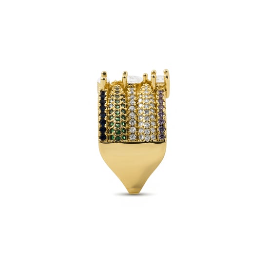 Luxenter Ring in Metal Alloy and Multicolor Zirconia finished in 18k yellow gold - Thihsak - Image 3