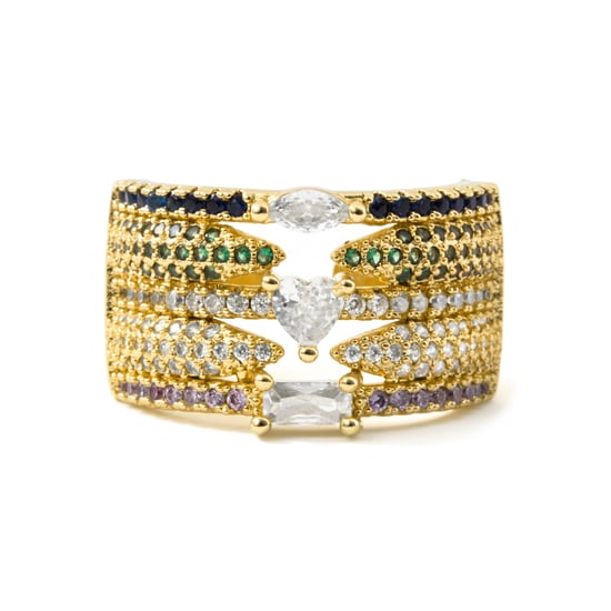 Luxenter Ring in Metal Alloy and Multicolor Zirconia finished in 18k yellow gold - Thihsak - Image 6