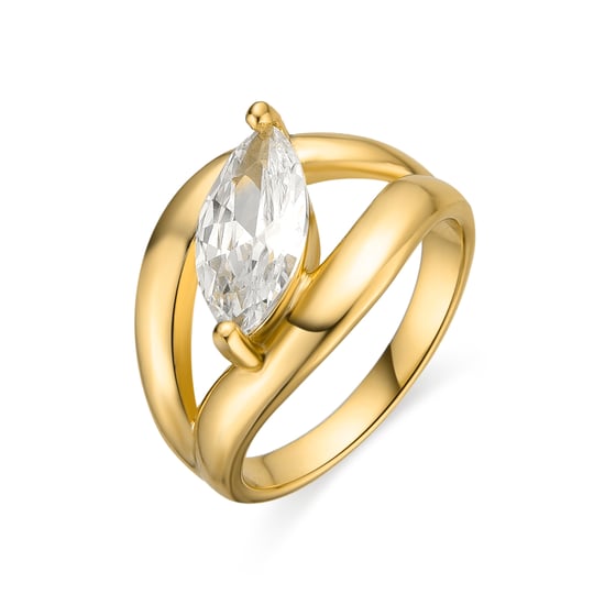 Luxenter Ring van 925 sterlingzilver met schitterende zirkonia en 18-karaats goud afwerking - Nathon - Image 1