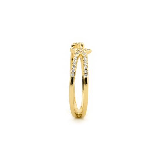 Luxenter Brilliant Metal en Zirconia Legering Ring afgewerkt in 18 karaats geelgoud - Helmsu - Image 3