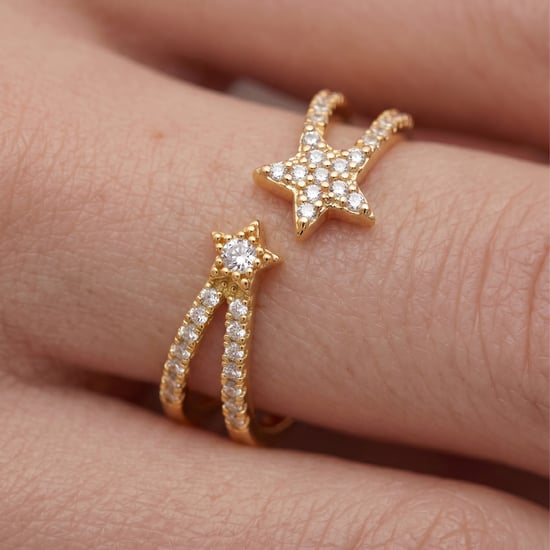 Luxenter Brilliant Metal en Zirconia Legering Ring afgewerkt in 18 karaats geelgoud - Helmsu - Image 4