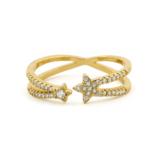 Luxenter Brilliant Metal en Zirconia Legering Ring afgewerkt in 18 karaats geelgoud - Helmsu - Image 6