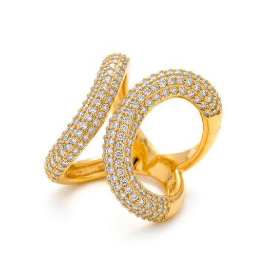 Luxenter Ring met schitterende zirkonia, afgewerkt in 18 karaats geelgoud - Rudma - Image 1
