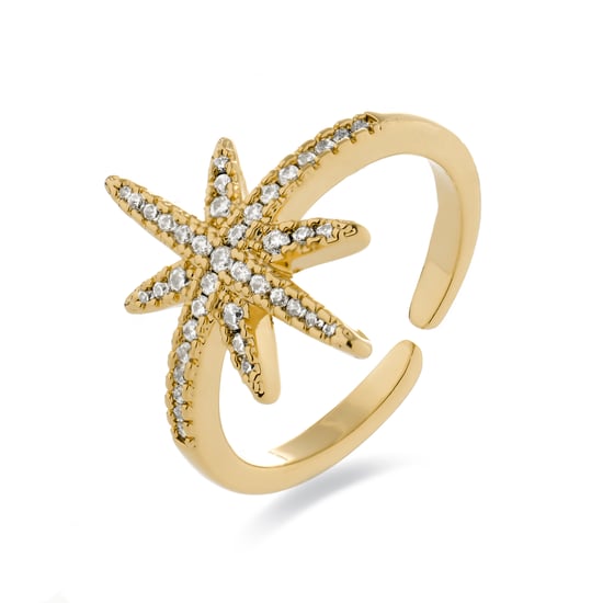 Luxenter ring with brilliant zirconia finished in 18K yellow gold - Oriok - Image 1
