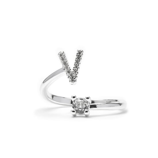 Luxenter Ring with brilliant zirconia, silver finish - Alphabet - Image 1