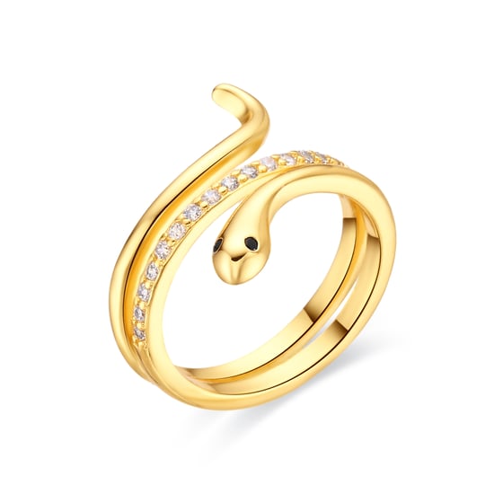 Luxenter Ring met glanzende zirkonia, afgewerkt in 18 karaats geelgoud - Sasso - Image 1