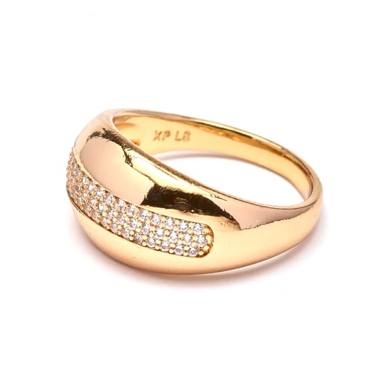 Luxenter Ring met schitterende zirkonia, afgewerkt in 18 karaats geelgoud - Glibal - Image 1