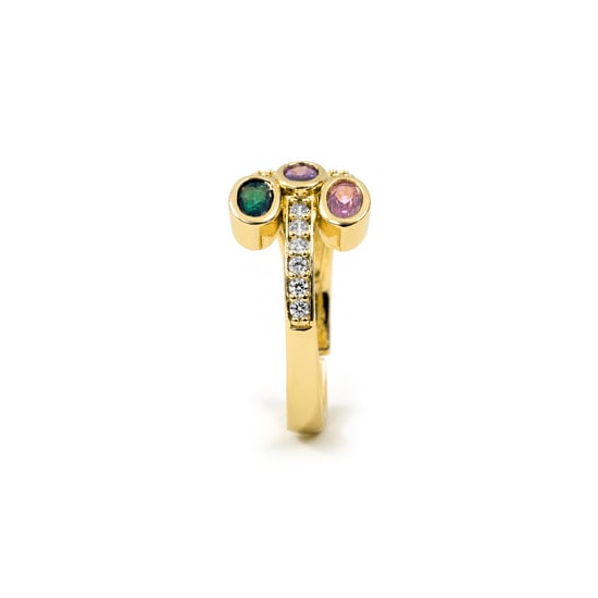 Luxenter Ring in metaallegering en multicolor zirkonia, afgewerkt in 18k geelgoud - Folant - Image 3