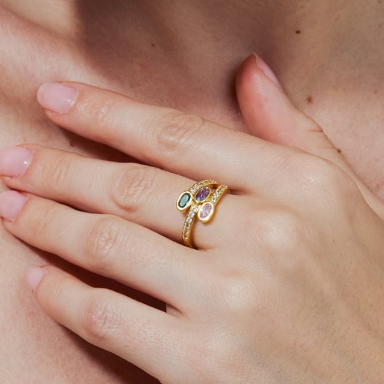 Luxenter Ring in metaallegering en multicolor zirkonia, afgewerkt in 18k geelgoud - Folant - Image 4