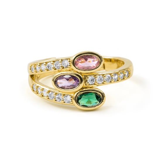 Luxenter Ring in metaallegering en multicolor zirkonia, afgewerkt in 18k geelgoud - Folant - Image 6