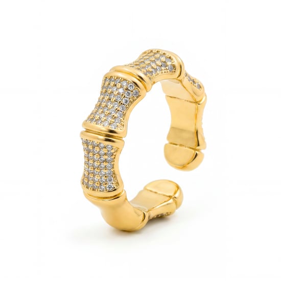 Luxenter Ring in Brilliant Metal and Zirconia Alloy finished in 18k yellow gold - Rechi - Image 1
