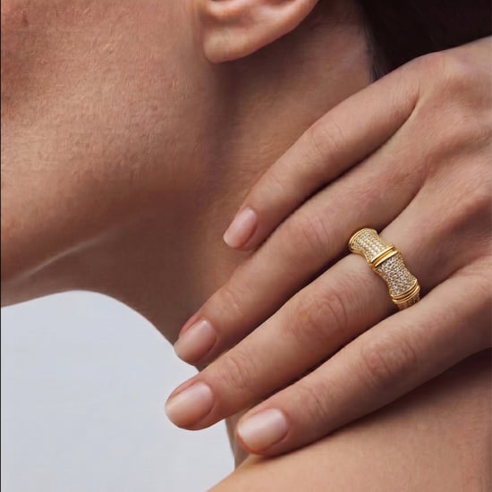 Luxenter Ring in Brilliant Metal and Zirconia Alloy finished in 18k yellow gold - Rechi - Image 2
