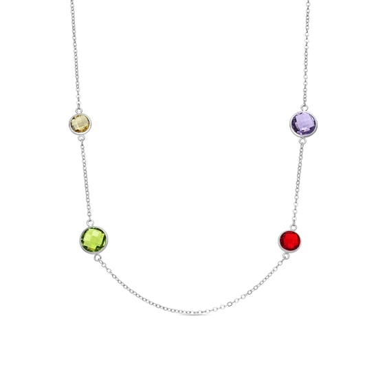 Muince Luxenter i Miotal Multicolor agus Cóimhiotal Siorcóine críochnaithe i Róidiam - Dowka - Image 1