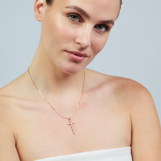 Luxenter ketting in briljant metaal en zirkonia legering afgewerkt in 18 karaat roségoud - Cruz - Image 2