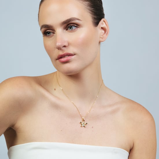 Luxenter ketting in metaallegering en multicolor zirkonia, afgewerkt in 18 karaat geel goud - Ryaiss - Image 2