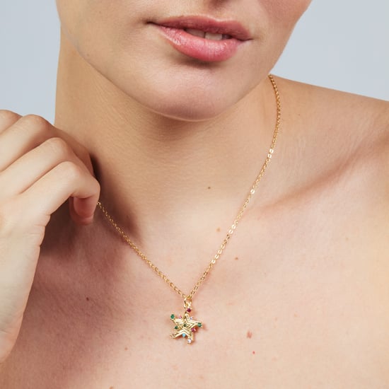 Luxenter ketting in metaallegering en multicolor zirkonia, afgewerkt in 18 karaat geel goud - Ryaiss - Image 4