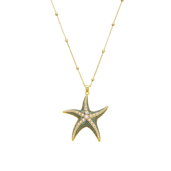Luxenter 18k yellow gold-finished necklace with white pearl - Ruko - Image 1