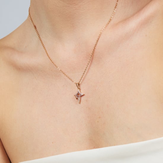 Muince Luxenter i Miotal Brilliant agus Cóimhiotal Zirconia críochnaithe i 18k ardaigh ór - Kailial - Image 4
