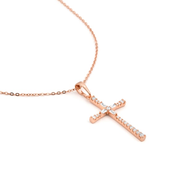 Muince Luxenter i Miotal Brilliant agus Cóimhiotal Zirconia críochnaithe i 18k ardaigh ór - Cruz - Image 3