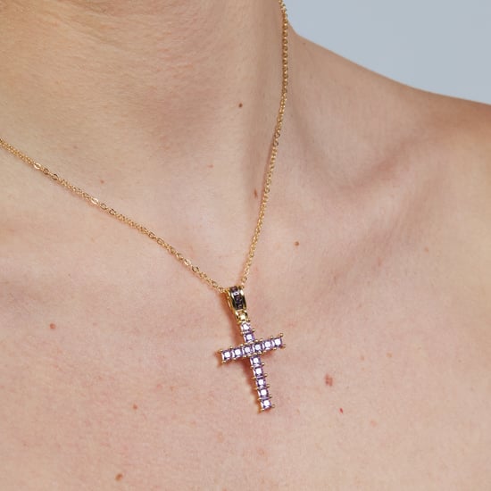 Luxenter ketting in metaallegering en amethistzirkonia afgewerkt in 18 karaats geelgoud - Amku - Image 4