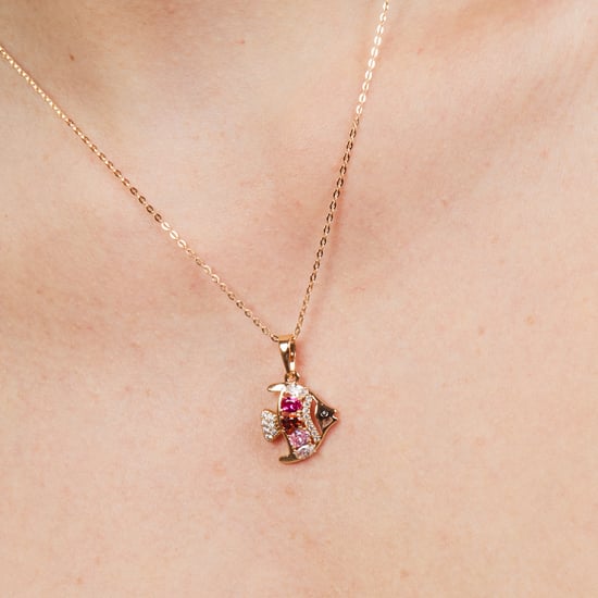 Luxenter Necklace in Metal Alloy and Multicolor Zirconia finished in 18k rose gold - Mahdas - Image 4
