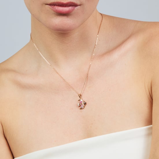 Luxenter Necklace in Metal Alloy and Multicolor Zirconia finished in 18k rose gold - Mahdas - Image 5