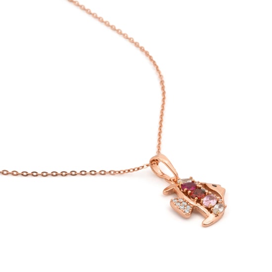 Luxenter Necklace in Metal Alloy and Multicolor Zirconia finished in 18k rose gold - Mahdas - Image 6