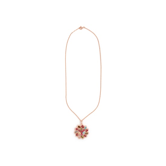 Luxenter ketting in metaallegering en multicolor zirkonia, afgewerkt in 18k roségoud - Casil - Image 3