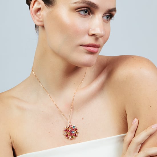 Luxenter ketting in metaallegering en multicolor zirkonia, afgewerkt in 18k roségoud - Casil - Image 5