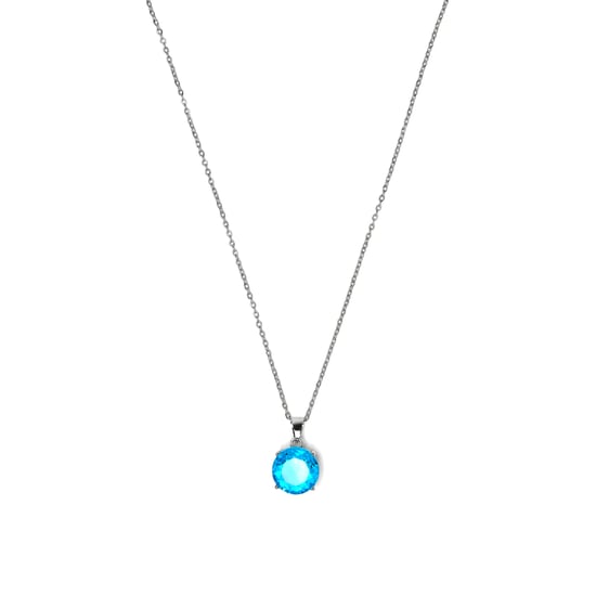 Luxenter Ketting met blauwe topaas zirkonia, zilveren afwerking - Amkru - Image 1