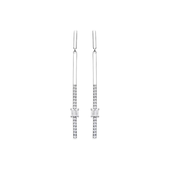 Luxenter Oorbellen van 925 sterling zilver met glanzende zirkonia en rhodiumafwerking - Yacko - Image 1