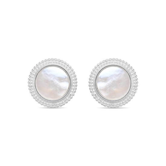 Luxenter White Mother-of-Pearl Earrings with Silver Finish - Utia - Image 1