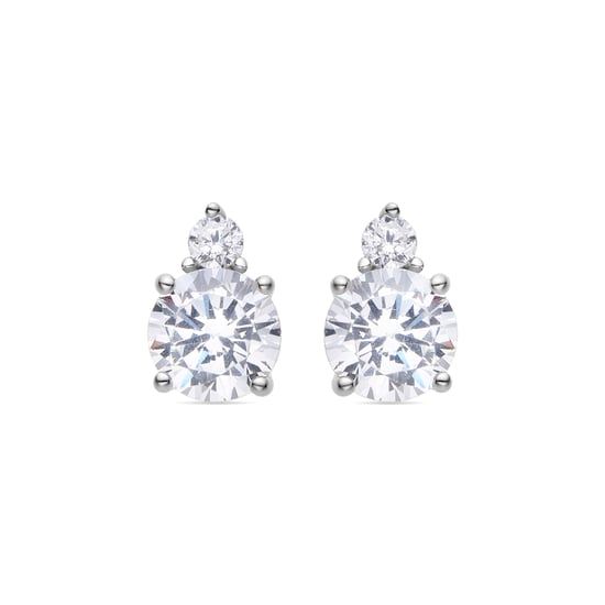 Luxenter Oorbellen van 925 sterling zilver en glanzende zirkonia met rhodiumafwerking - Akma - Image 1