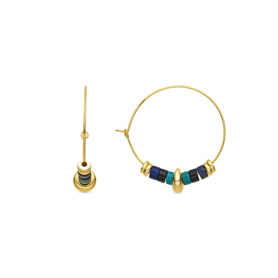 Luxenter 925 Sterling Silver and Malachite Earrings with 18k Yellow Gold Finish - Darkba - Image 1