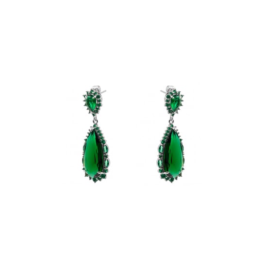Luxenter Emerald Zirconia Metaallegering Oorbellen Rhodium Afwerking - Cakrolm - Image 3