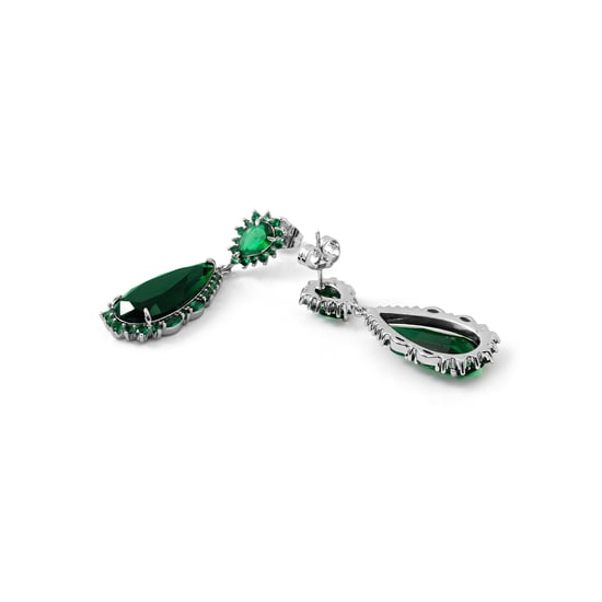 Luxenter Emerald Zirconia Metaallegering Oorbellen Rhodium Afwerking - Cakrolm - Image 6