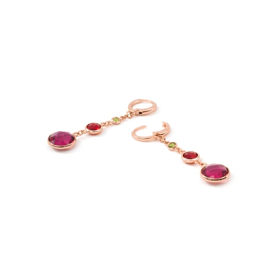 Luxenter oorbellen in metaallegering en multicolor zirkonia, afgewerkt in 18 karaat roségoud - Huis - Image 6