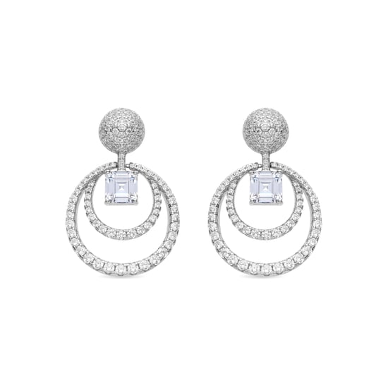 Luxenter 925 Sterling Silver and Brilliant Zirconia Earrings with Rhodium Finish - Metrih - Image 1
