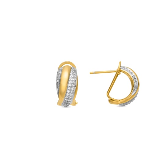 Luxenter 925 Sterling Silver and Brilliant Zirconia Earrings with 18k Yellow Gold Finish - Musi - Image 1