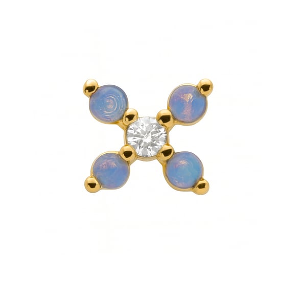 Luxenter Piercing met glanzende zirkonia, afgewerkt in 18k geelgoud - Acano - Image 1