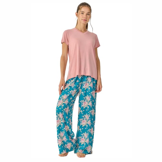 Women's Summer Pyjamas with Flowy Long Pants JJB34 - Image 1