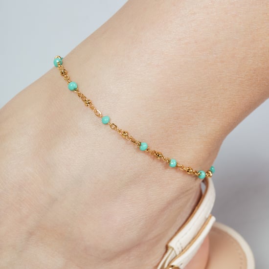 Luxenter armband in metaallegering en groen gelakt, afgewerkt in 18 karaat geelgoud - Basor - Image 4