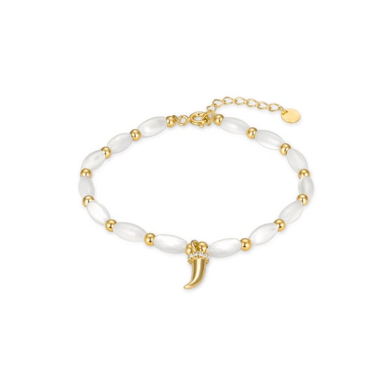 Luxenter Sterling zilveren 925 armband met witte parelmoer afgewerkt in 18K geelgoud - Syme - Image 1