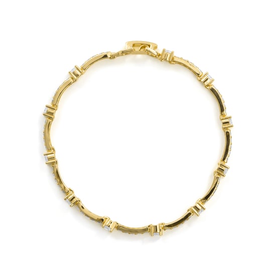 Luxenter armband in briljant metaal en zirkonia legering, afgewerkt in 18 karaat geel goud - Raydowa - Image 2