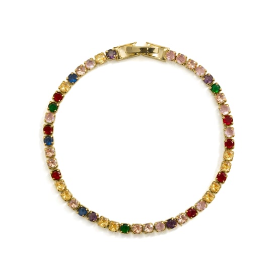 Luxenter armband in metaallegering en multicolor zirkonia, afgewerkt in 18 karaat geelgoud - Jyamia - Image 3
