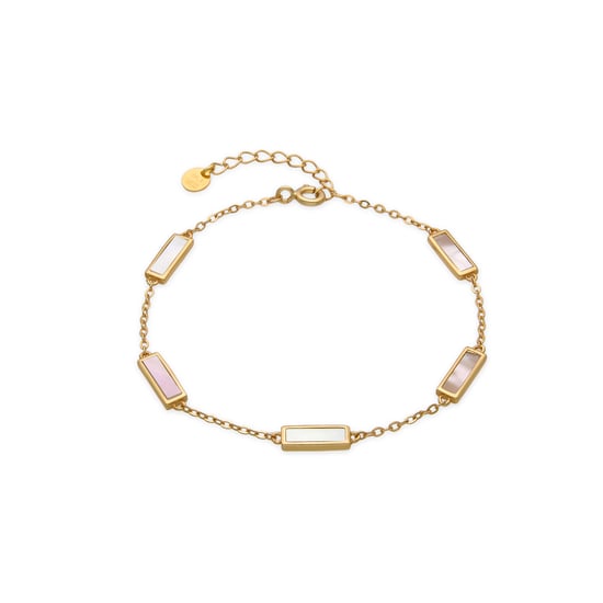 Luxenter armband in 925 sterlingzilver en 18k goudfinish wit parelmoer - Limy - Image 1