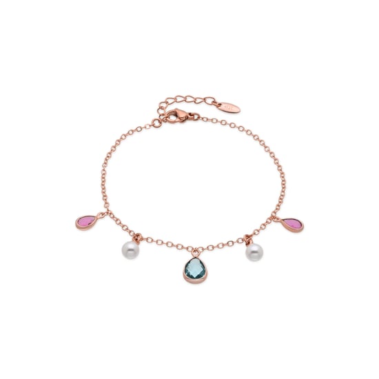 Luxenter Bracelet in Metal Alloy and White Pearl finished in 18k rose gold - Cainhtsi - Image 1