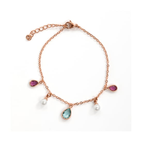 Luxenter Bracelet in Metal Alloy and White Pearl finished in 18k rose gold - Cainhtsi - Image 3